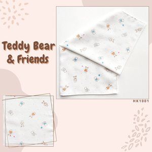 Handkerchief/Burp Cloths/Newborn/Infant/Baby/Pack of 5 pcs/Teddy Bear & Friends